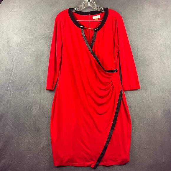 VTG Calvin Klein Plus Sz 14 Dress Layered Cocktail Chain Midi 3/4 Sleeve Fairy - Picture 1 of 7